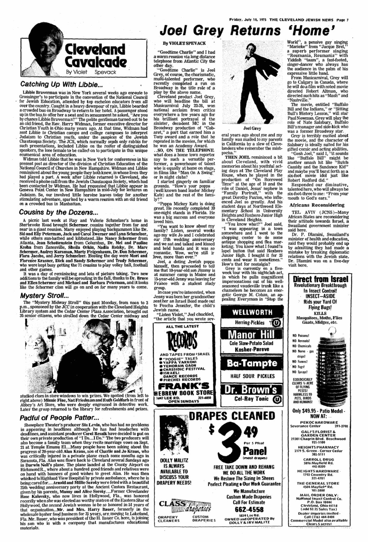 Violet Spevack's column with Joel Grey